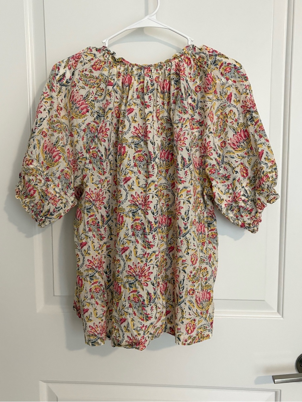 dylan Cream Floral Button-Front Blouse with Pink & Yellow Accents - Picture 2 of 5